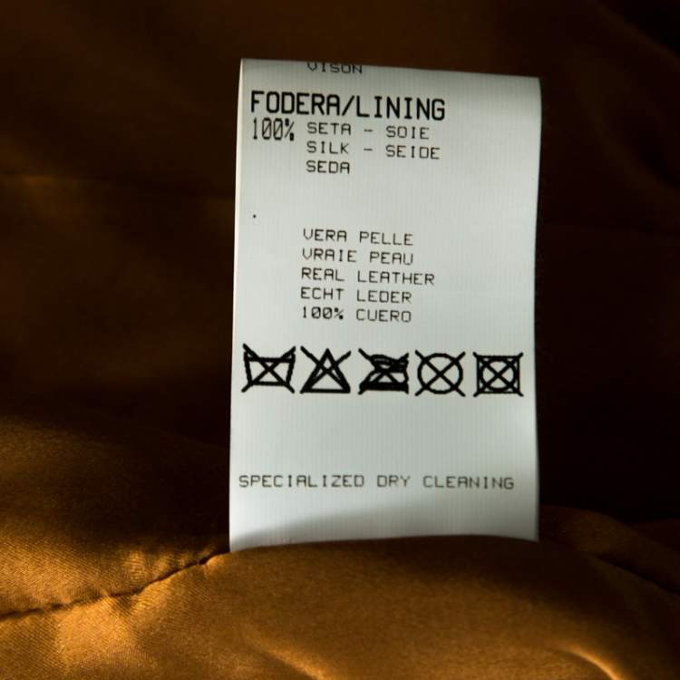 Pre Owned Roberto Cavalli Brown Leather Fur Lined Jacket M 