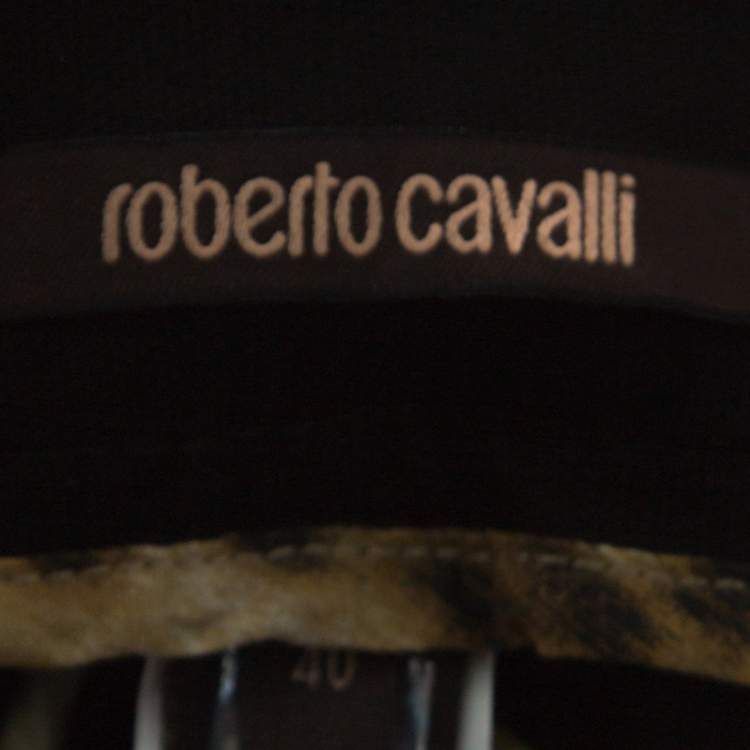 Pre Owned Roberto Cavalli Black Denim Pleated Maxi Skirt S