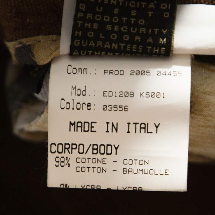 Pre Owned Roberto Cavalli Brown Stretch Cotton Leather Piping Detail Jeans M
