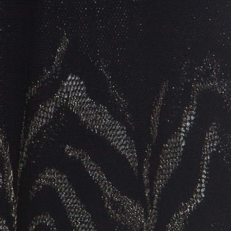 Pre Owned Roberto Cavalli Black and Gold Knit Mini A-line Skirt M