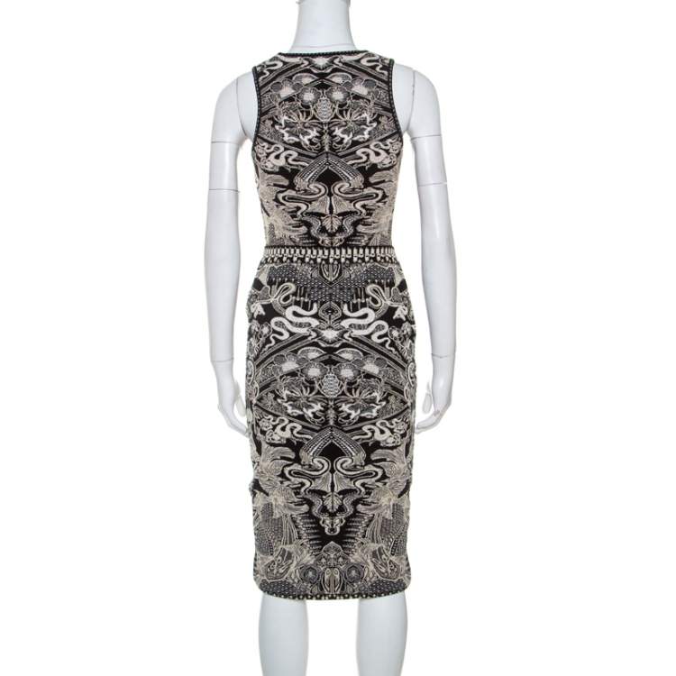Pre Owned Roberto Cavalli Bicolor Metallic Knit Jacquard Skirt and Top Set S