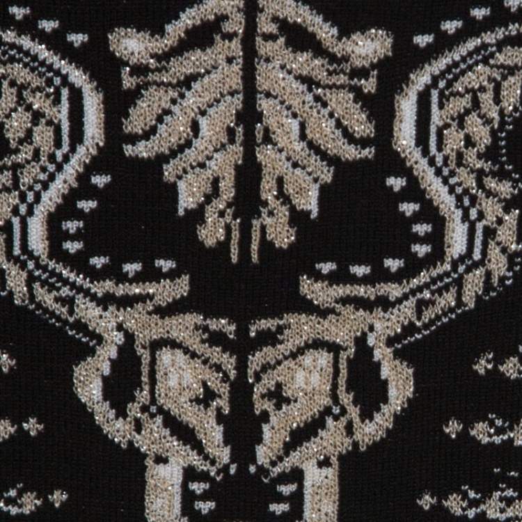Pre Owned Roberto Cavalli Bicolor Metallic Knit Jacquard Skirt and Top Set S