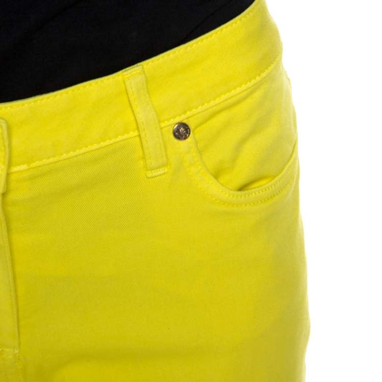 مملوكة مسبقًا Roberto Cavalli Yellow Denim Embroidered Back Pocket Jeans M