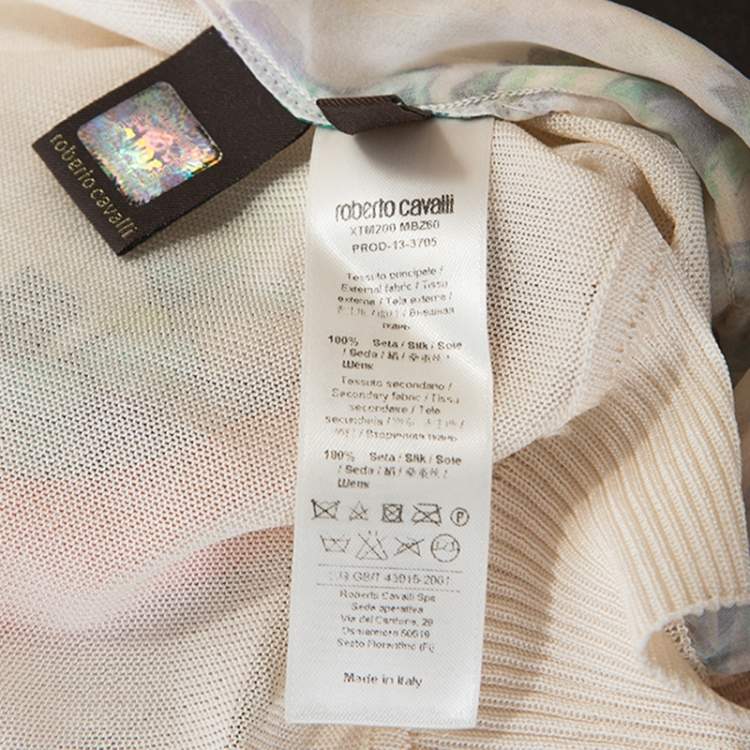 Pre Owned Roberto Cavalli Multicolor Printed Silk Crossover Sleeveless Top S