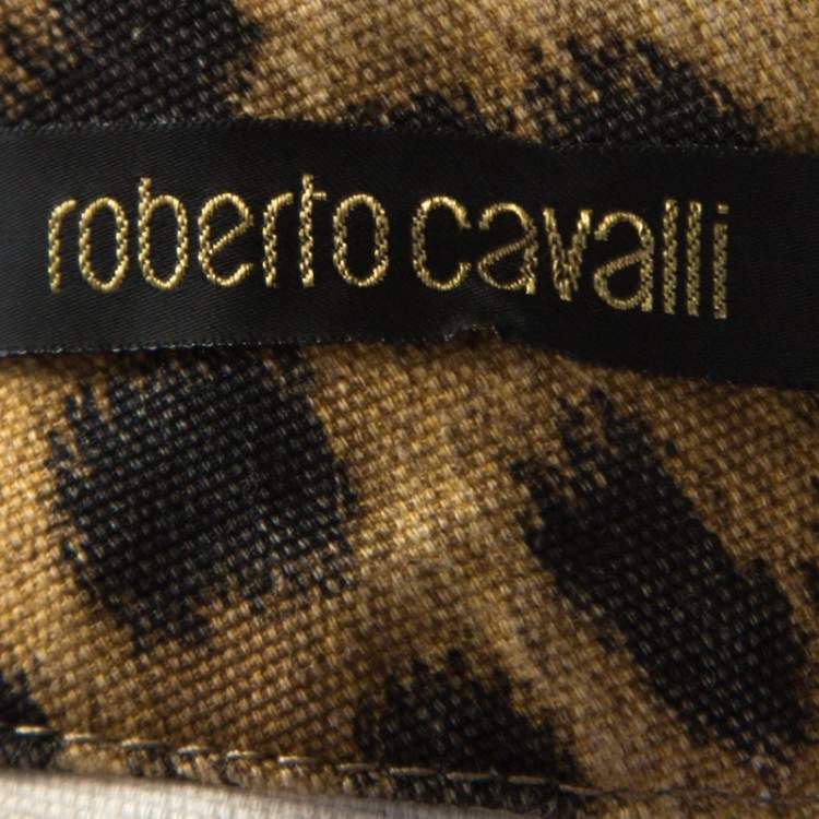 Pre Owned Roberto Cavalli Brown Leopard Print Cotton Maxi Skirt M