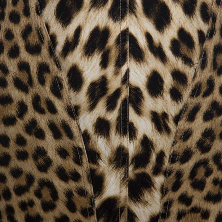 Pre Owned Roberto Cavalli Brown Leopard Print Cotton Maxi Skirt M