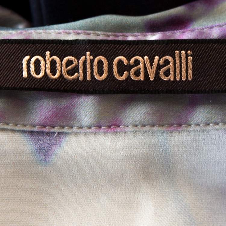 Pre Owned Roberto Cavalli Multicolor Abstract Print Silk Long Sleeve Shirt M