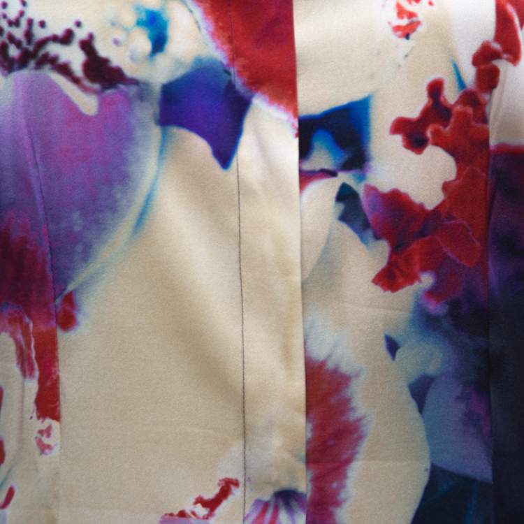 Pre Owned Roberto Cavalli Multicolor Abstract Print Silk Long Sleeve Shirt M
