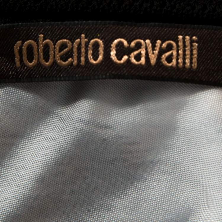 Pre Owned Roberto Cavalli Bicolor Animal Print Knit One Shoulder Dress M