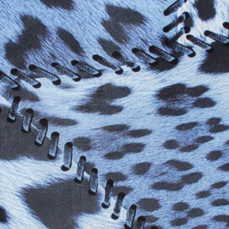 Pre Owned Roberto Cavalli Bicolor Animal Print Knit One Shoulder Dress M
