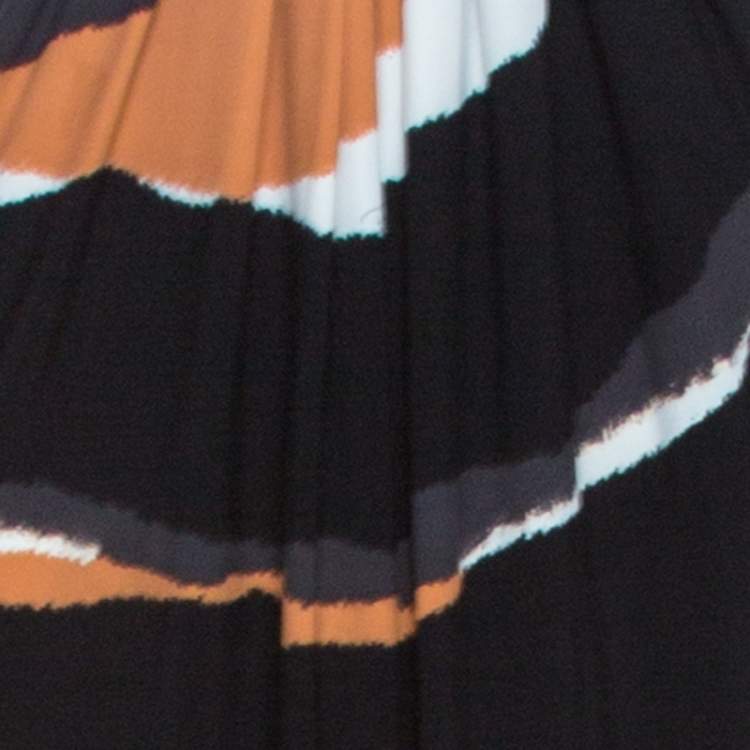 Pre Owned Roberto Cavalli Multicolor Stretch Jersey Draped V Neck Maxi Dress S
