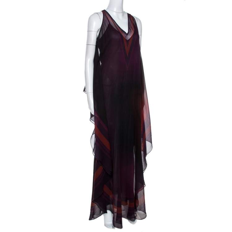 Pre Owned Roberto Cavalli Multicolor Degrade Carmine Print Silk Kaftan S
