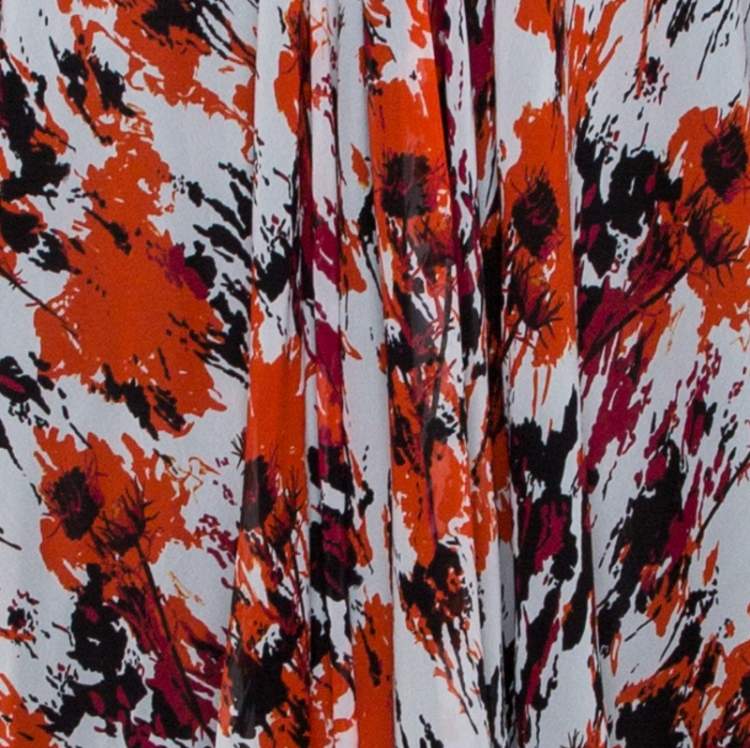 Pre Owned Roberto Cavalli Multicolor Printed Silk Cutout Detail Kaftan M