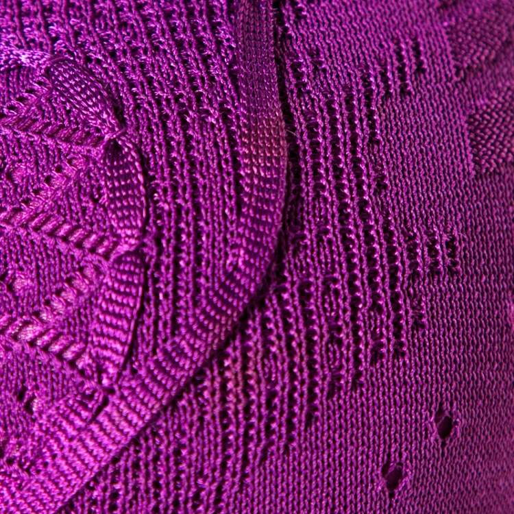 Pre Owned Roberto Cavalli Fuschia Crochet Knit Sleeveless Maxi Dress S 
