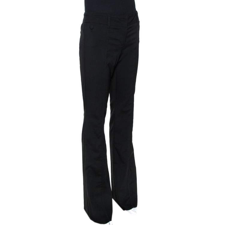 Pre Owned Roberto Cavalli Black Stretch Wool Tailored Flared Trousers M