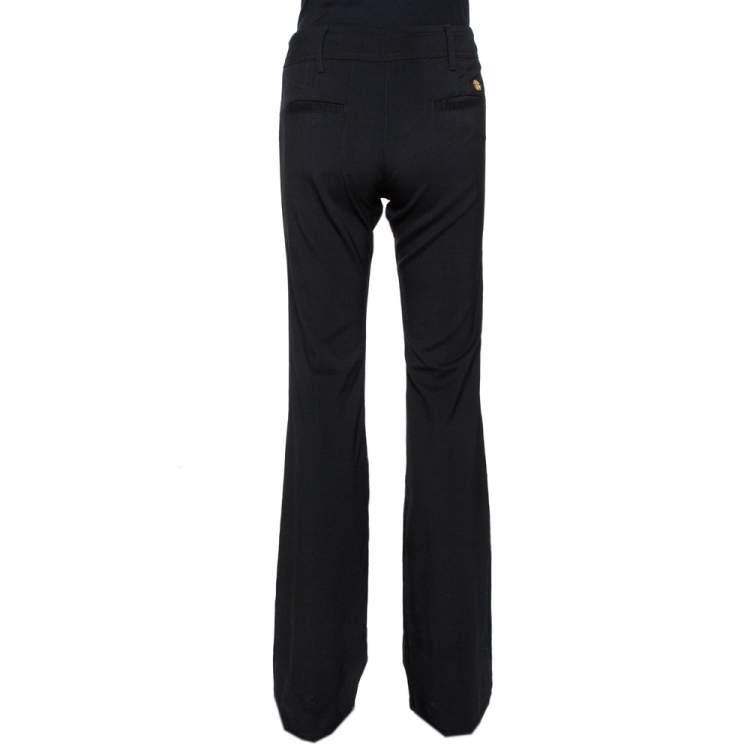 Pre Owned Roberto Cavalli Black Stretch Wool Tailored Flared Trousers M