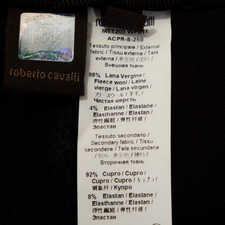 Pre Owned Roberto Cavalli Black Stretch Wool Tailored Flared Trousers M