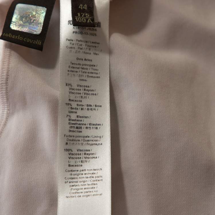 Pre Owned Roberto Cavalli Multicolor Printed Jersey Cutwork Neckline Detail Maxi Dress M