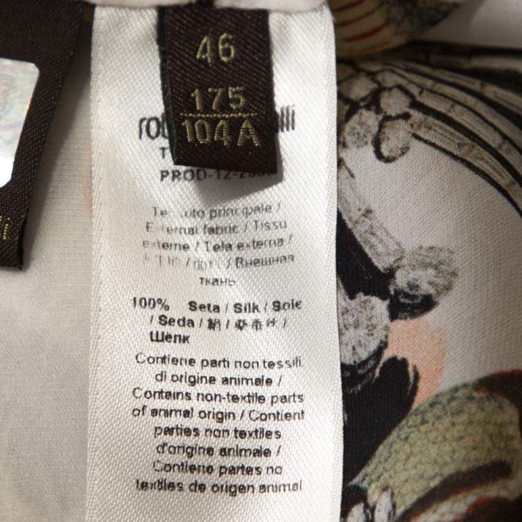 Pre Owned Roberto Cavalli Multicolor Hera Print Silk Belted Kaftan Top L