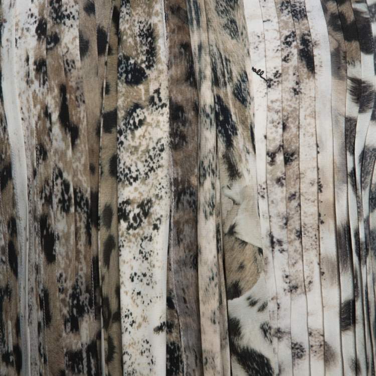 Pre Owned Roberto Cavalli Beige Animal Print Silk Pleated Sheer Shirt L