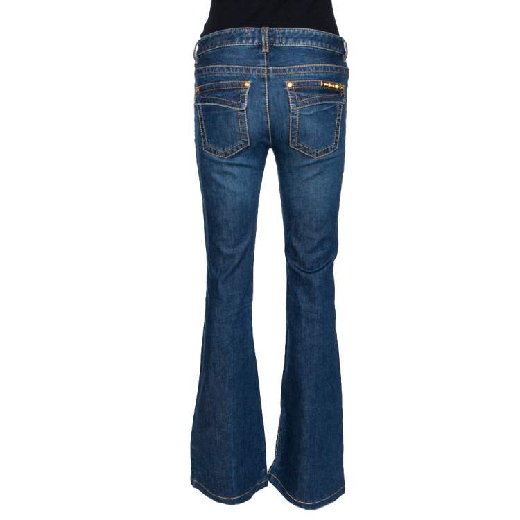مملوكة مسبقًا Roberto Cavalli Dark Blue Denim Medium Wash Flared Jeans S