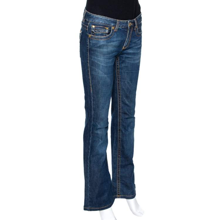 مملوكة مسبقًا Roberto Cavalli Dark Blue Denim Medium Wash Flared Jeans S