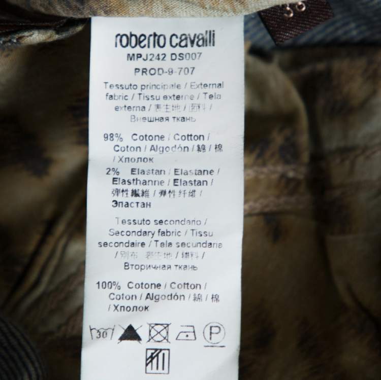 مملوكة مسبقًا Roberto Cavalli Dark Blue Denim Medium Wash Flared Jeans S