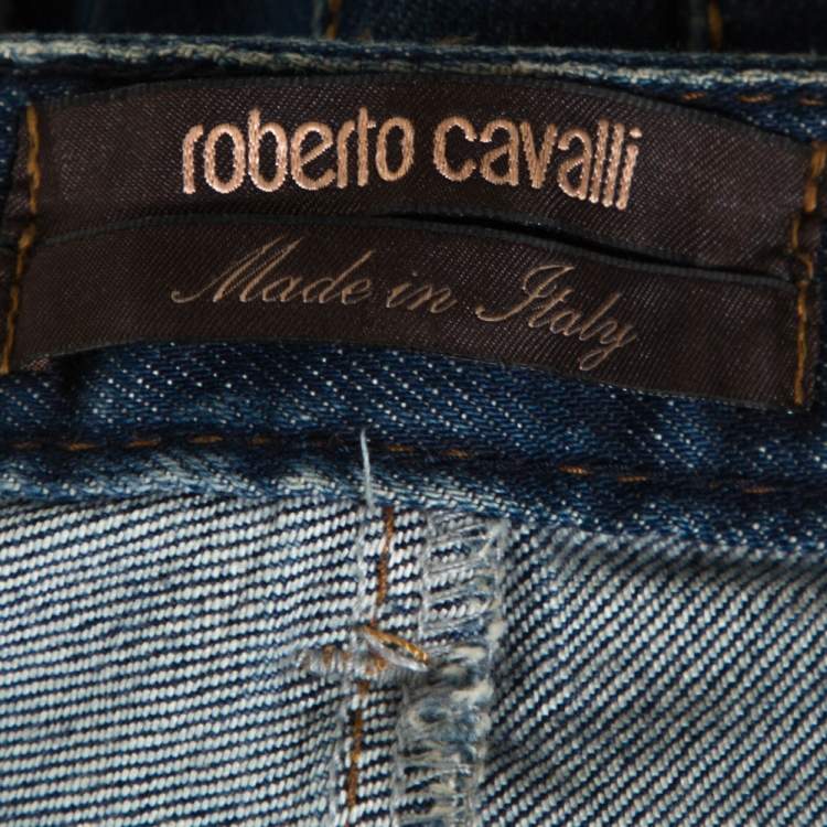 مملوكة مسبقًا Roberto Cavalli Dark Blue Denim Medium Wash Flared Jeans S