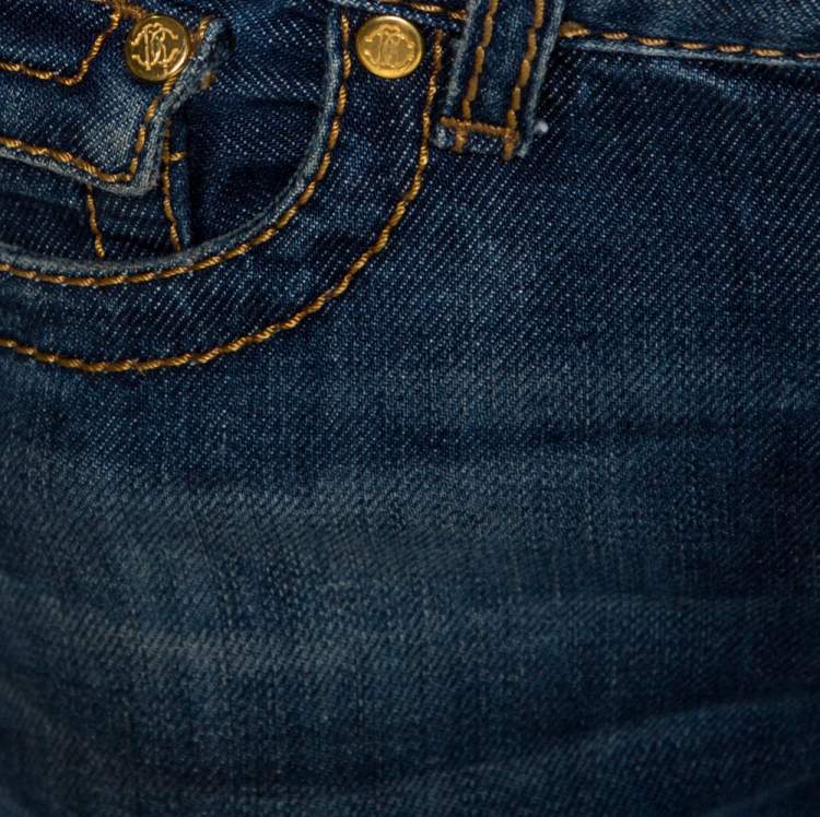 مملوكة مسبقًا Roberto Cavalli Dark Blue Denim Medium Wash Flared Jeans S