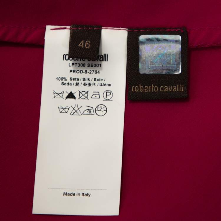 Pre Owned Roberto Cavalli Purple Satin Silk Flared Maxi Skirt L