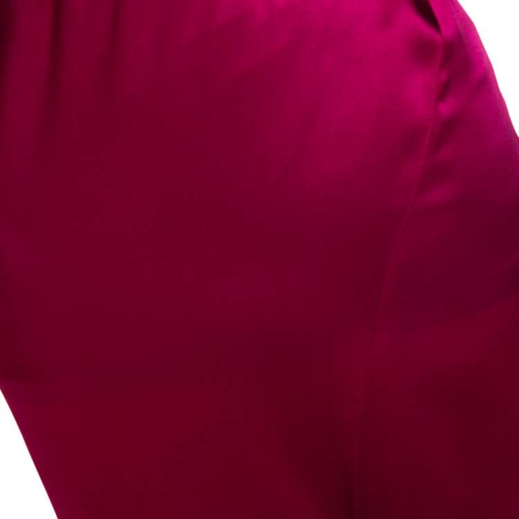Pre Owned Roberto Cavalli Purple Satin Silk Flared Maxi Skirt L