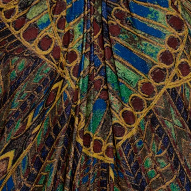 Pre Owned Roberto Cavalli Multicolor Printed Silk Mini Halter Dress M