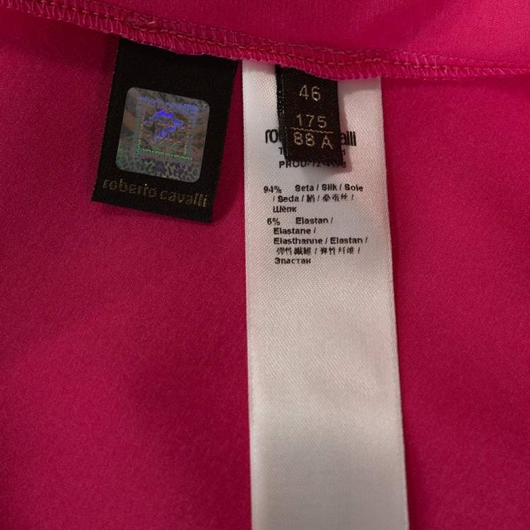 Pre Owned Roberto Cavalli Pink Embellished Stretch Satin Silk Maxi Skirt L