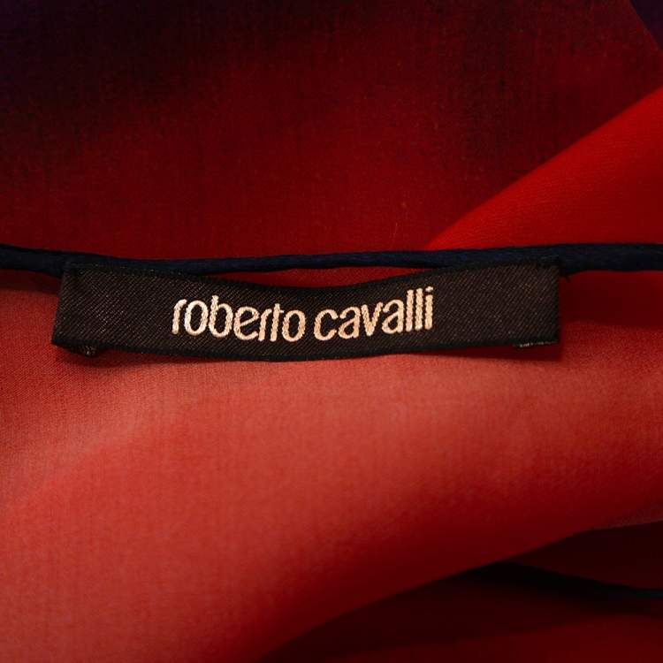 Pre Owned Roberto Cavalli Multicolor Dyed Ombre Silk Kaftan Dress L