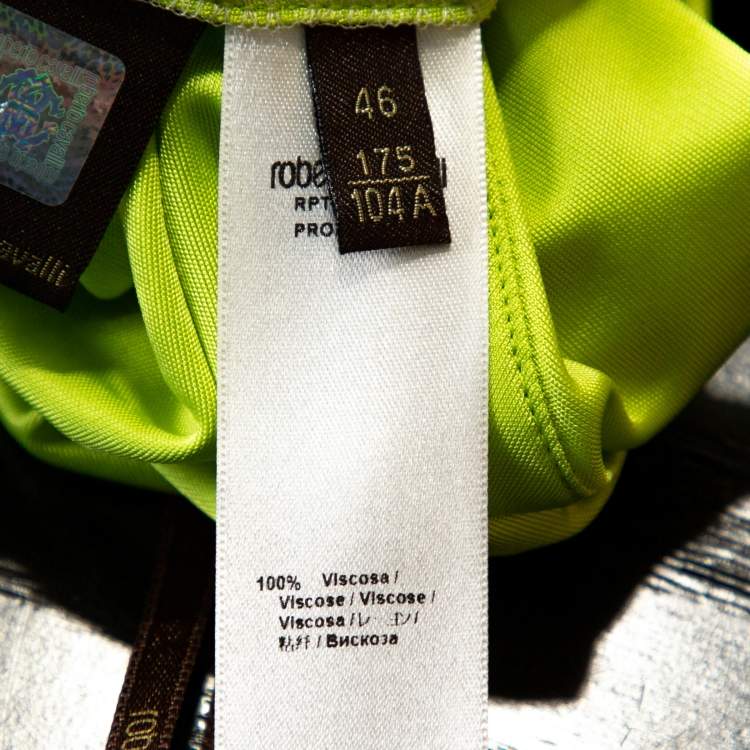 Pre Owned Roberto Cavalli Lime Green Jersey Halter Neck Top L