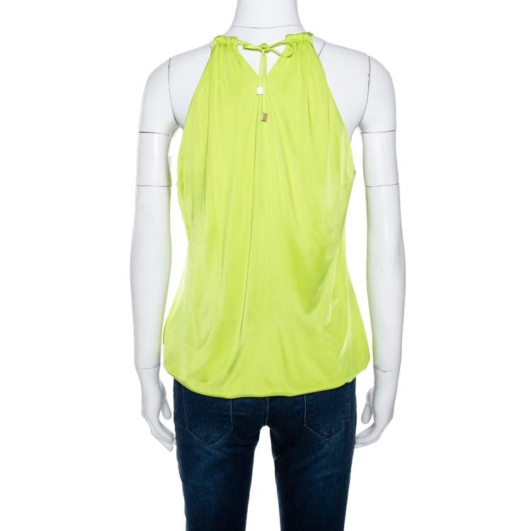 Pre Owned Roberto Cavalli Lime Green Jersey Halter Neck Top L