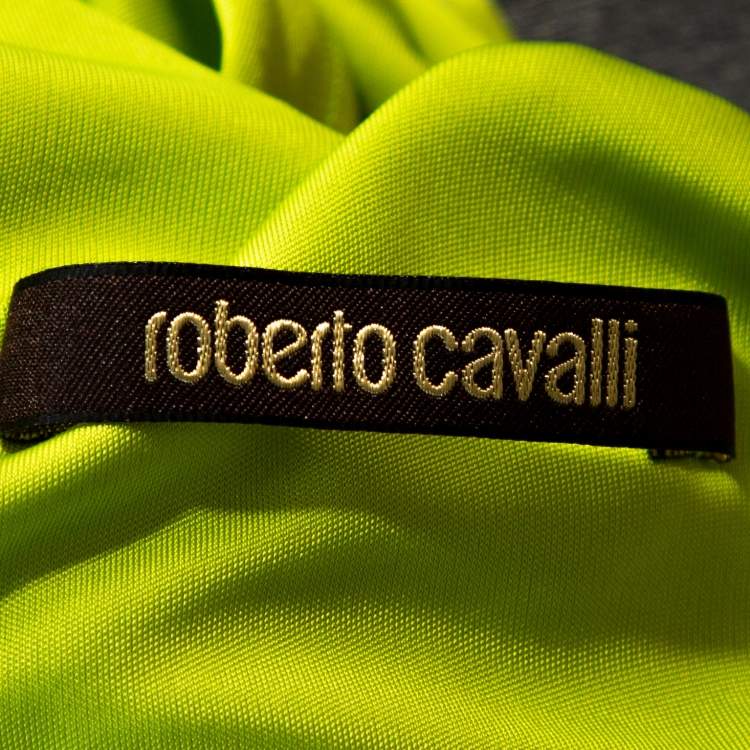 Pre Owned Roberto Cavalli Lime Green Jersey Halter Neck Top L
