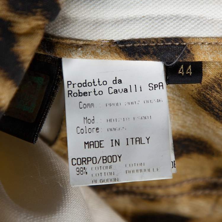 Pre Owned Roberto Cavalli White Denim Embellished Pocket Detail Jeans M