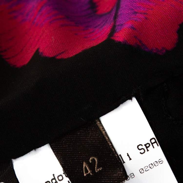 Pre Owned Roberto Cavalli Multicolor Printed Wool Blend & Fur Lined Mid Length Jacket M