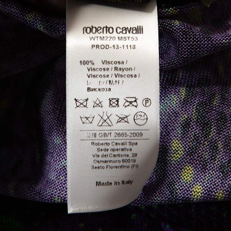 Pre Owned Roberto Cavalli Purple Snake Print Knit Belted Kaftan Top M