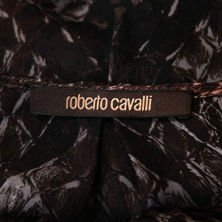 Pre Owned Roberto Cavalli Multicolor Animal Print Silk Embellished Sheer Blouse S