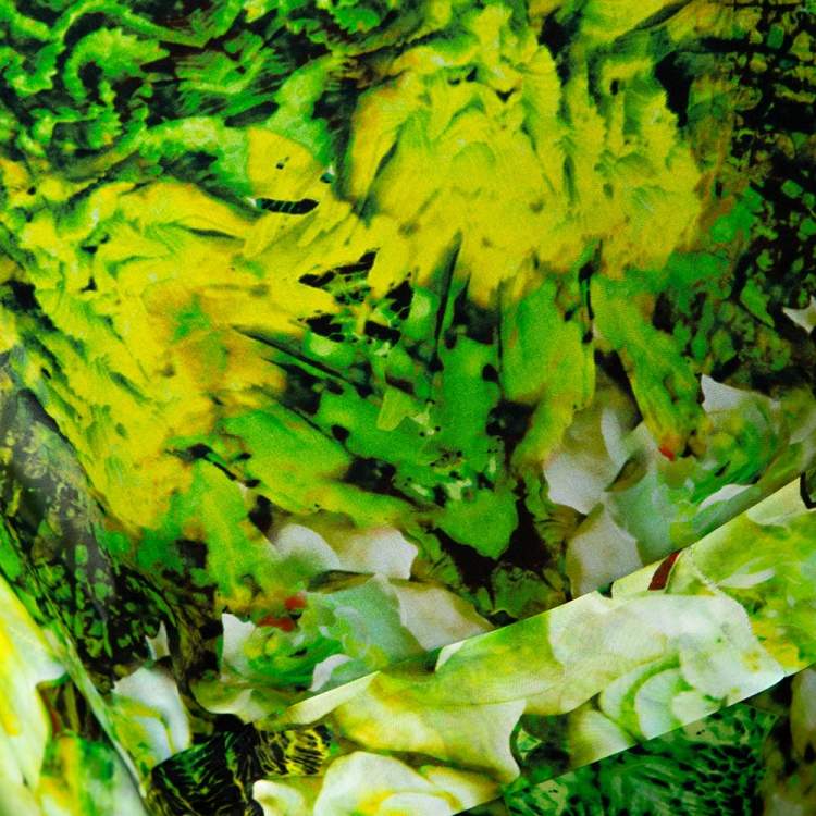 Pre Owned Roberto Cavalli Green Abstract Print Silk Belted Kaftan Top M