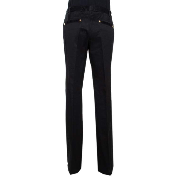 مملوكة مسبقًا Roberto Cavalli Black Denim & Silk Waist Trim Flared Jeans L