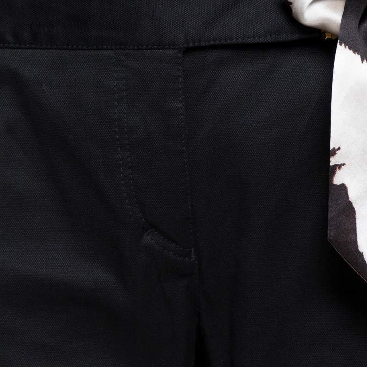 مملوكة مسبقًا Roberto Cavalli Black Denim & Silk Waist Trim Flared Jeans L