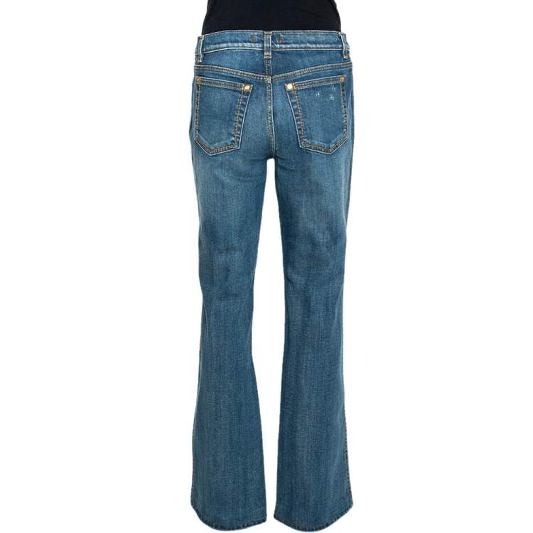 Pre Owned Roberto Cavalli Blue Medium Wash Denim Straight Leg Jeans L