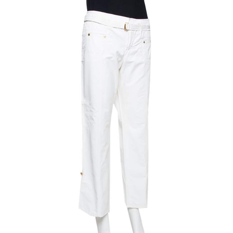 white cotton cargo pants