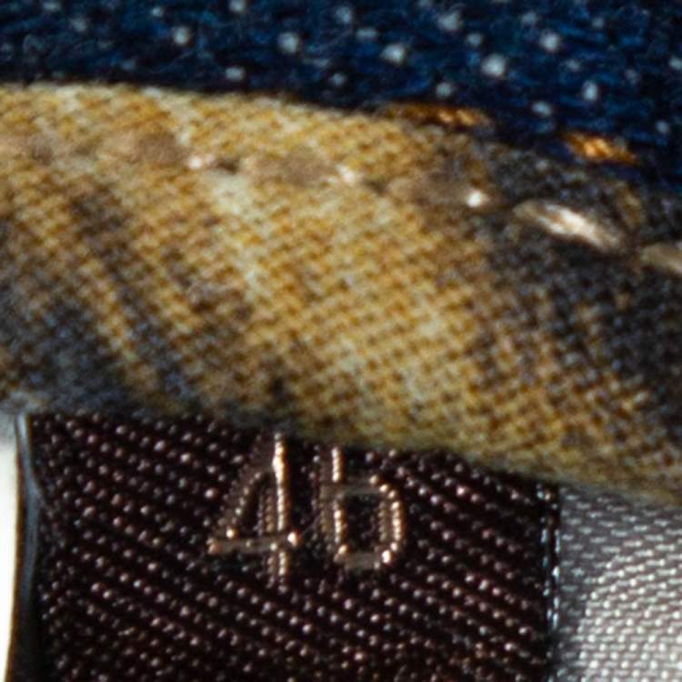 Pre Owned Roberto Cavalli Blue Floral Embroidered Denim Flared Jeans L