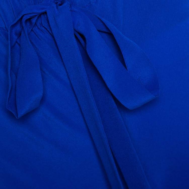 مملوكة مسبقًا Roberto Cavalli Cobalt Blue Silk Wide Leg Pants L