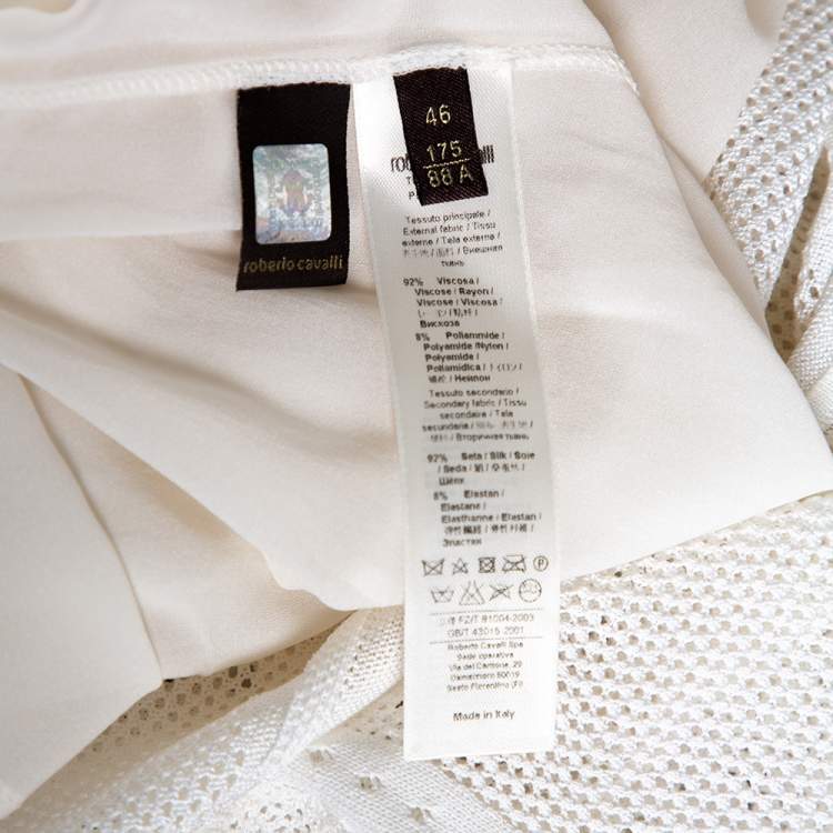 Pre Owned Roberto Cavalli White Pointelle Knit Maxi Skirt L