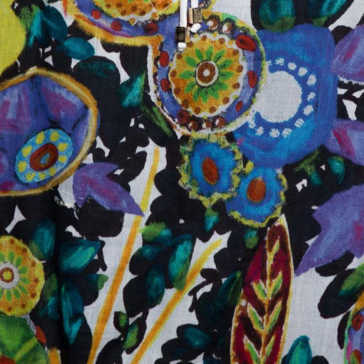 Pre Owned Roberto Cavalli Multicolor Printed Cotton Gypsy Blouse L 